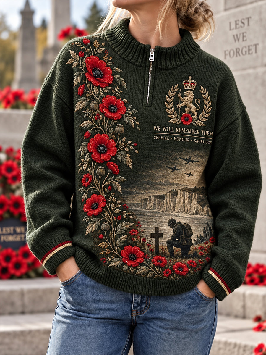 Women's  British Veteran Remembrance Day Imitation Cashmere Sweater