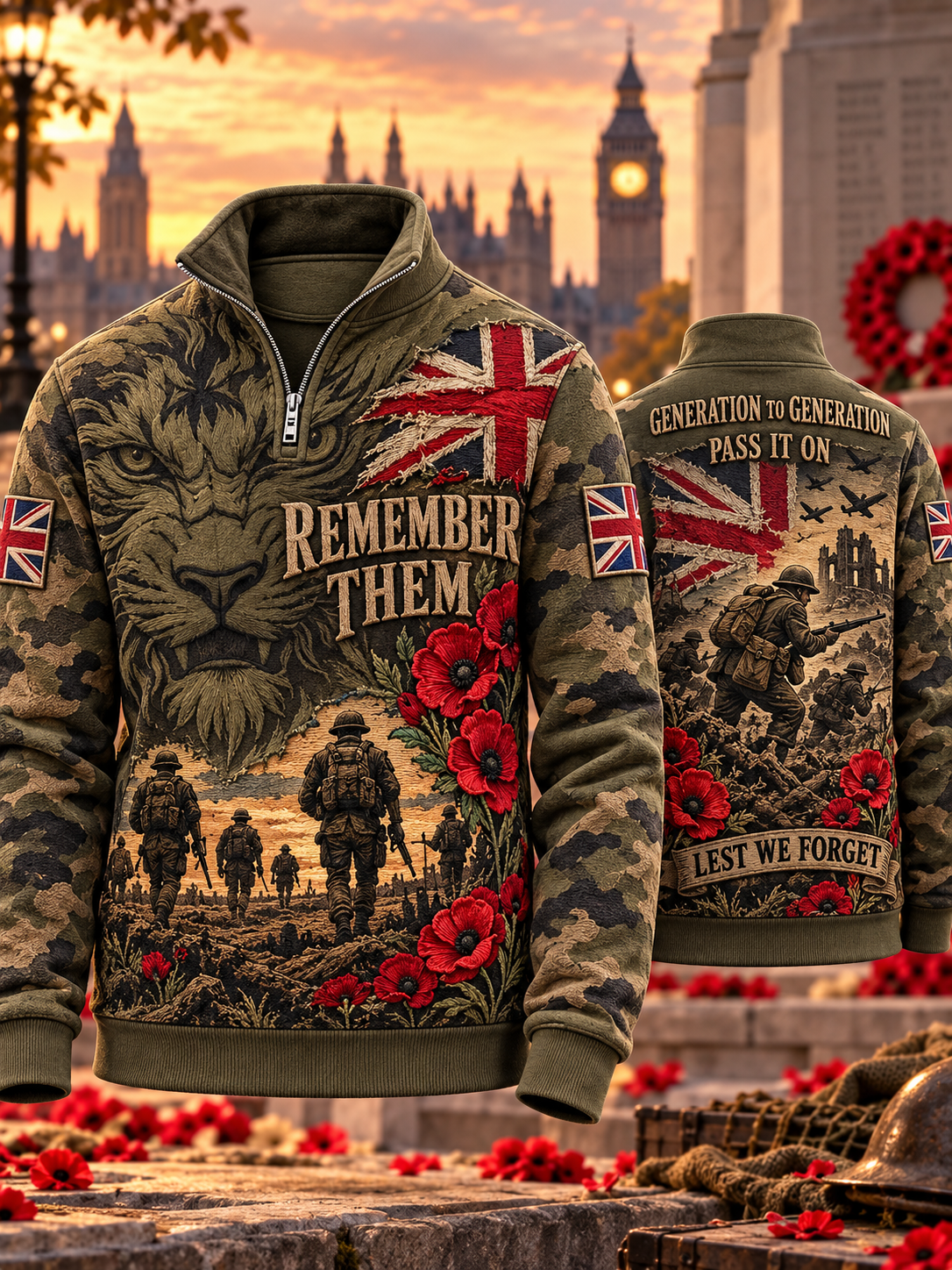 Men's Remembrance Day Lest We Forget  Zip-Up Hoodie