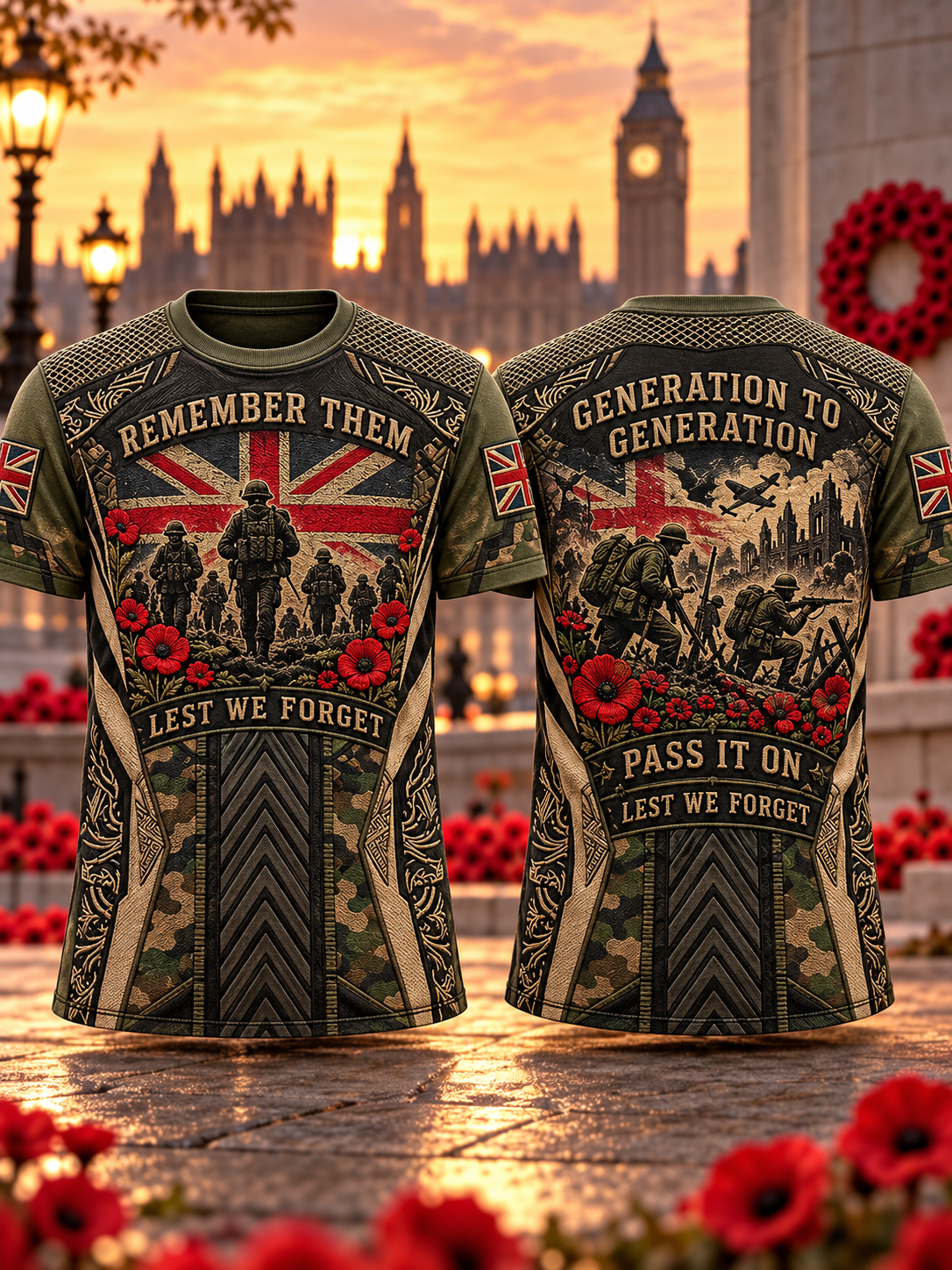 Men's Remembrance Day Lest We Forget  short sleeves t-shirt