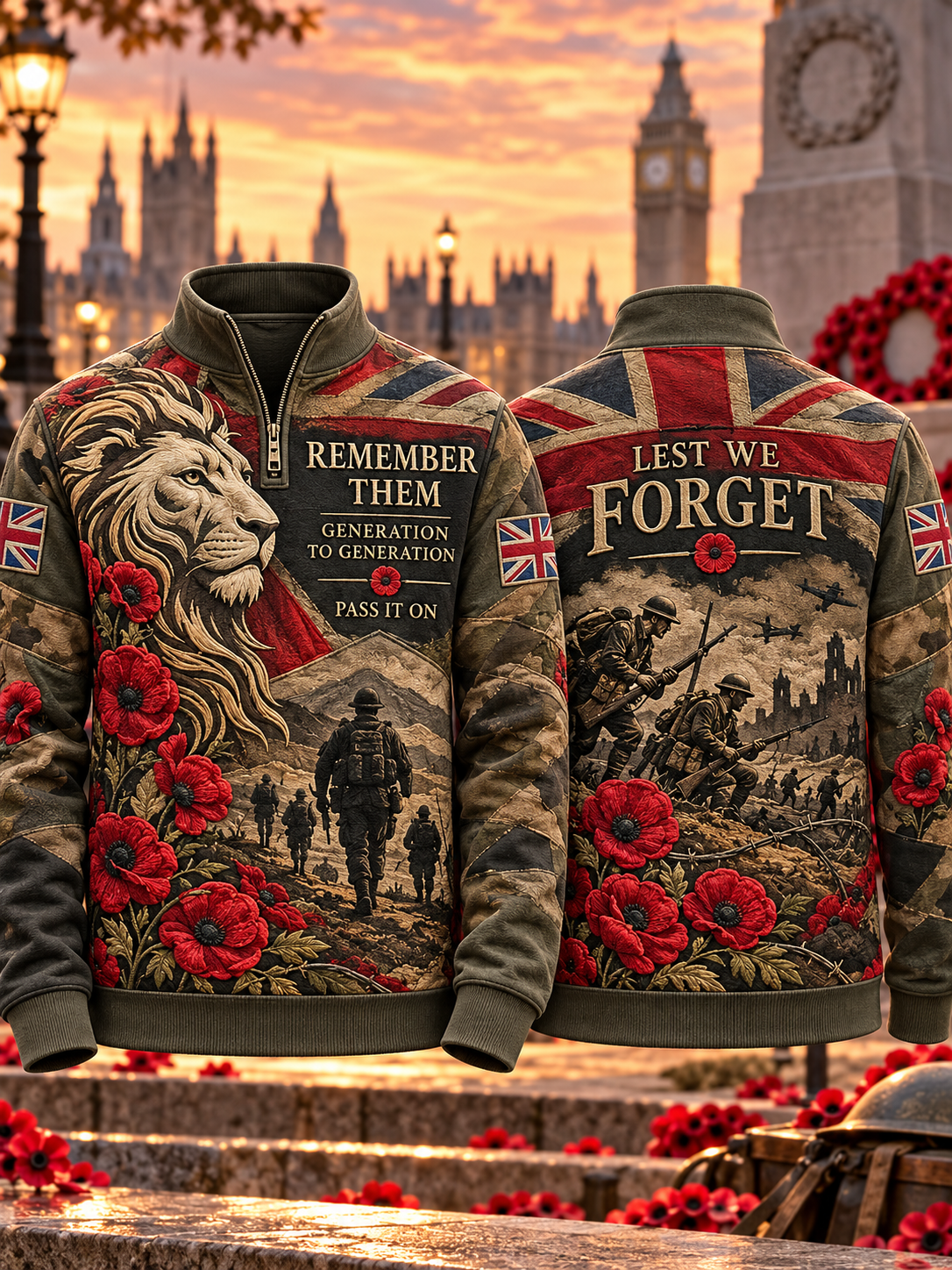 Men's Remembrance Day Lest We Forget  Zip-Up Hoodie