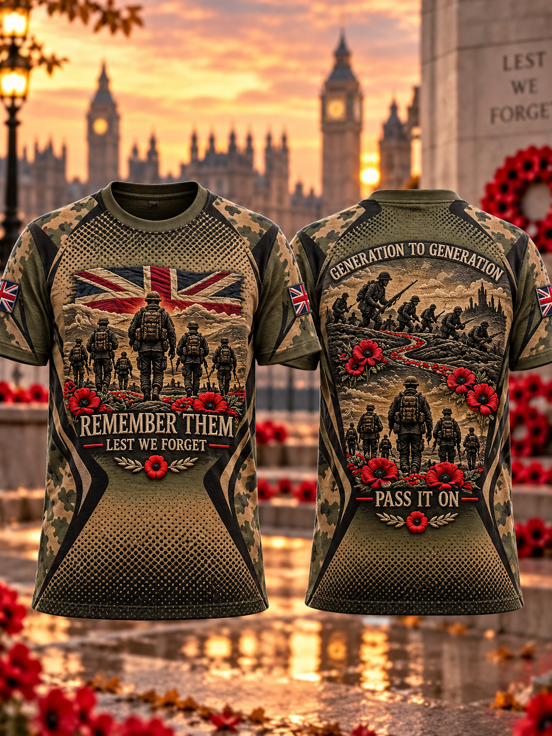 Men's Remembrance Day Lest We Forget  short sleeves t-shirt