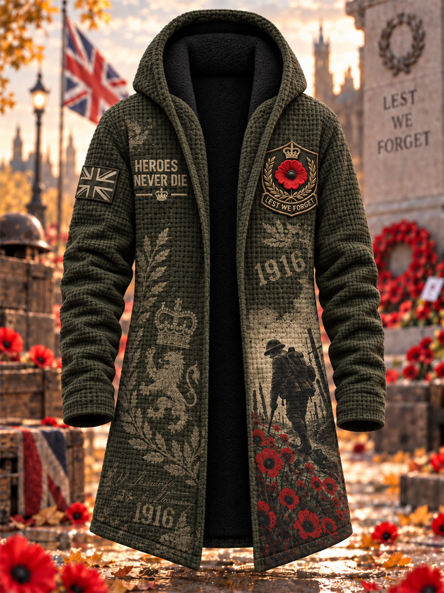 Men's Remembrance Day Lest We Forget Hooded Cardigan