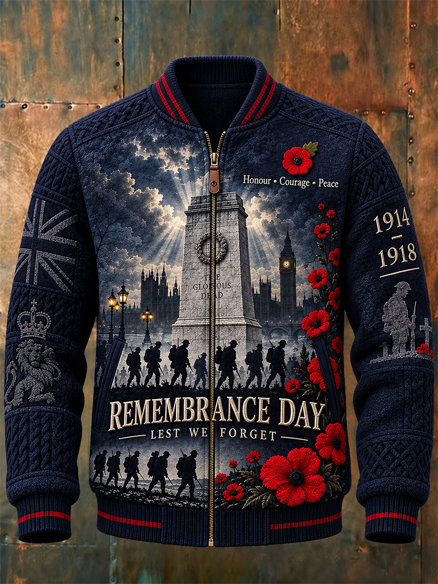 Men's Remembrance Day Lest We Forget Zipper Jacket