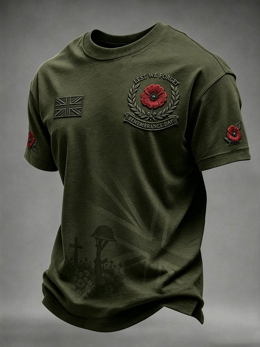 Men's Lest We Forget Printed Short Sleeves T-shirt