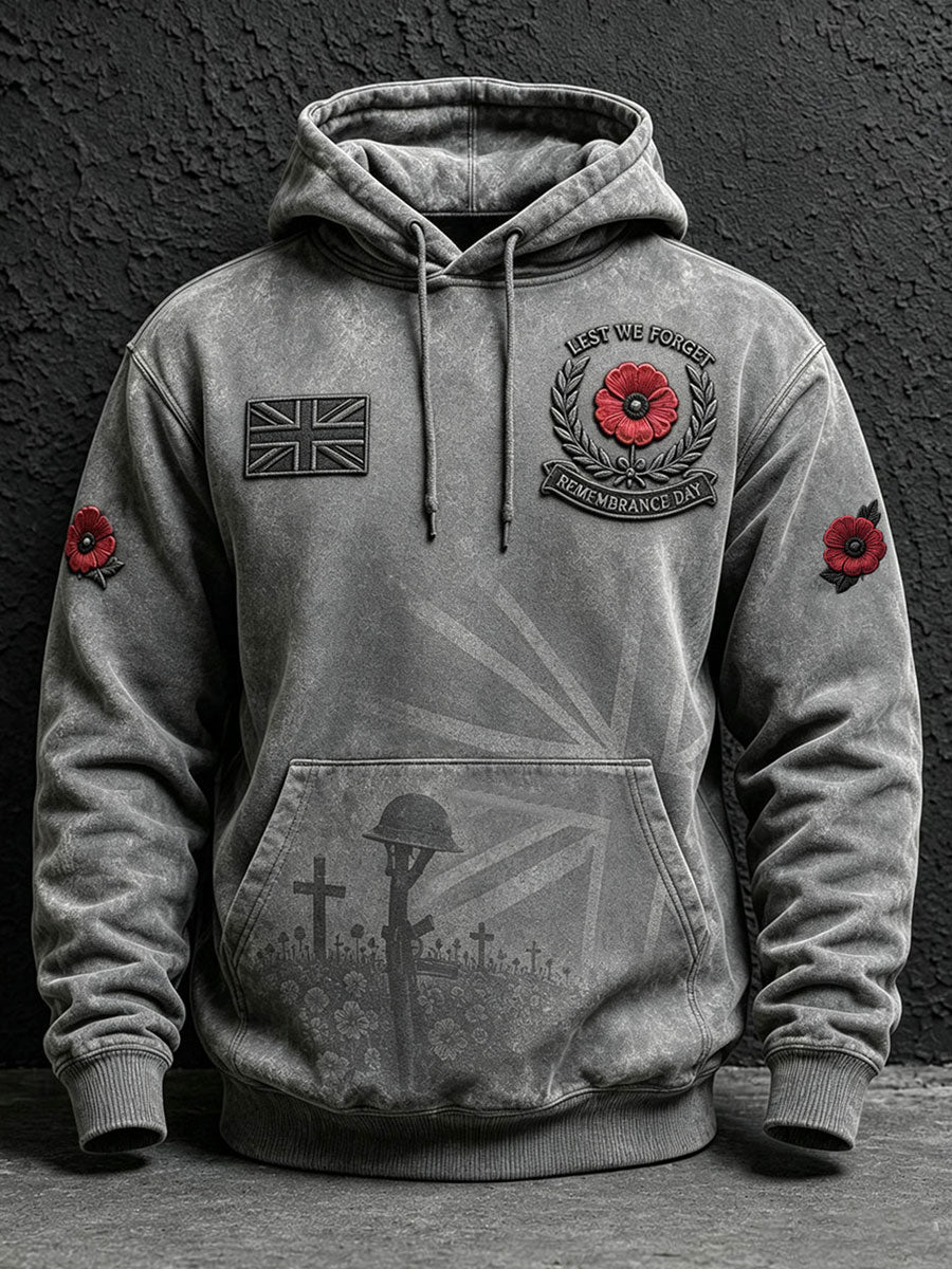 Men's Lest We Forget Printed Hoodie With Pockets
