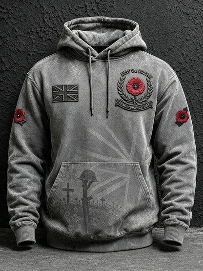 Men's Lest We Forget Printed Hoodie With Pockets