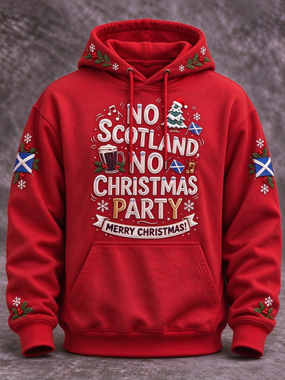 Men's Scottish Christmas Printed Hoodie with Pockets