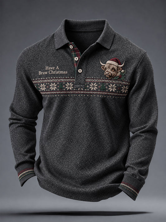 Men's Scotland Christmas Art Printed Casual Tops