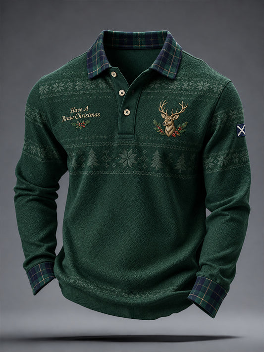 Men's Scotland Christmas Art Printed Casual Tops